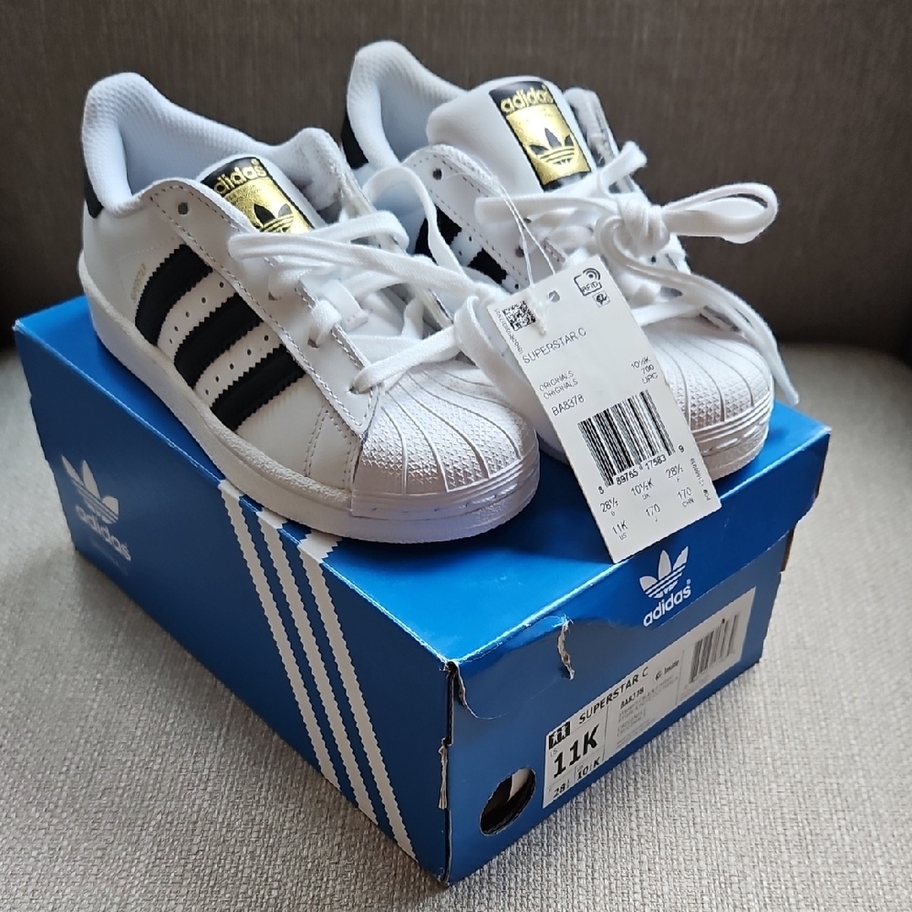 Adidas Kids Superstar White Black Shoes